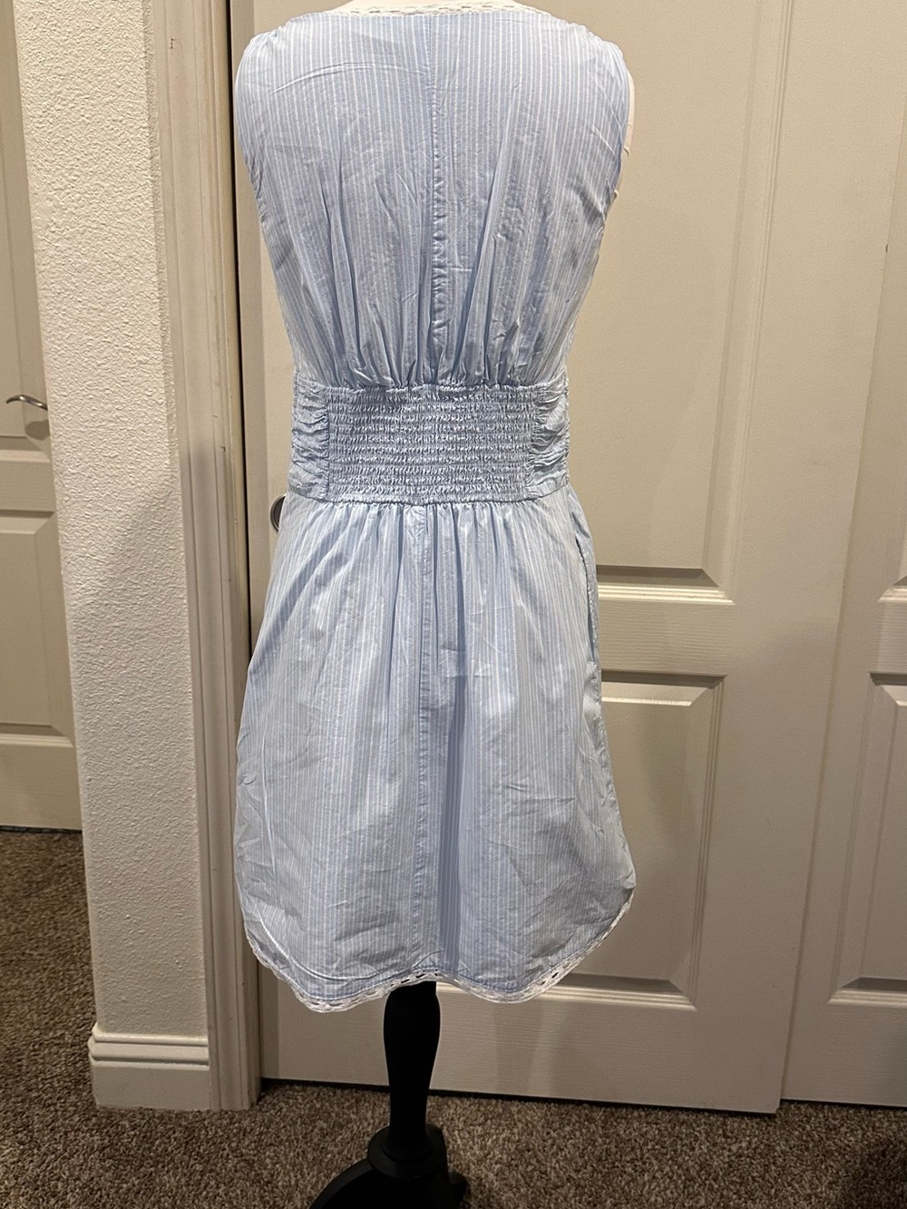 a new day Light Blue and White Pinstripe V-Neck Mini Dress - Picture 2 of 8